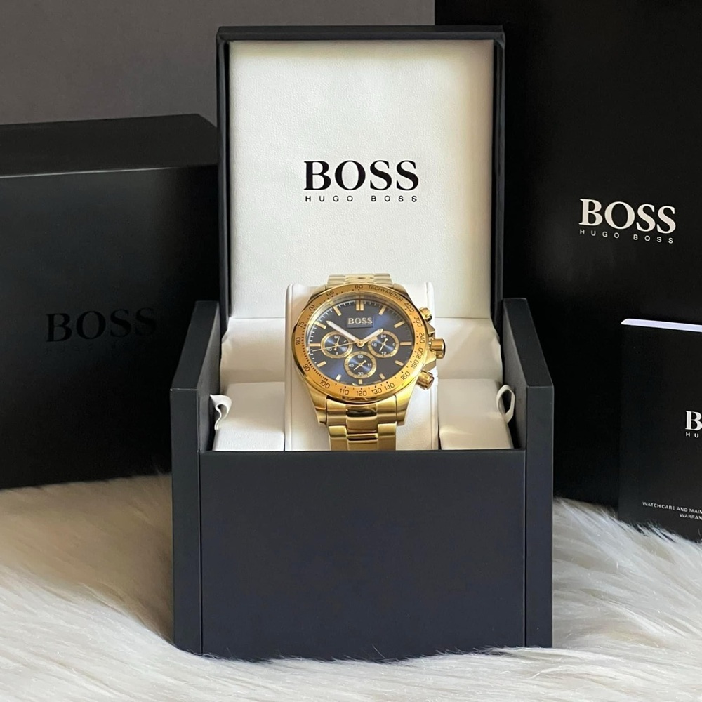 HB1513340 - Hugo Boss Men’s Ikon Chronograph Gold-Tone Blue Dial Watch - Picture 4 of 12